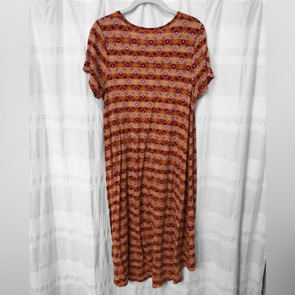 LuLaRoe Carly Style Colorful Geometric High Low Swing T-Shirt Dress women's S - Picture 4 of 5